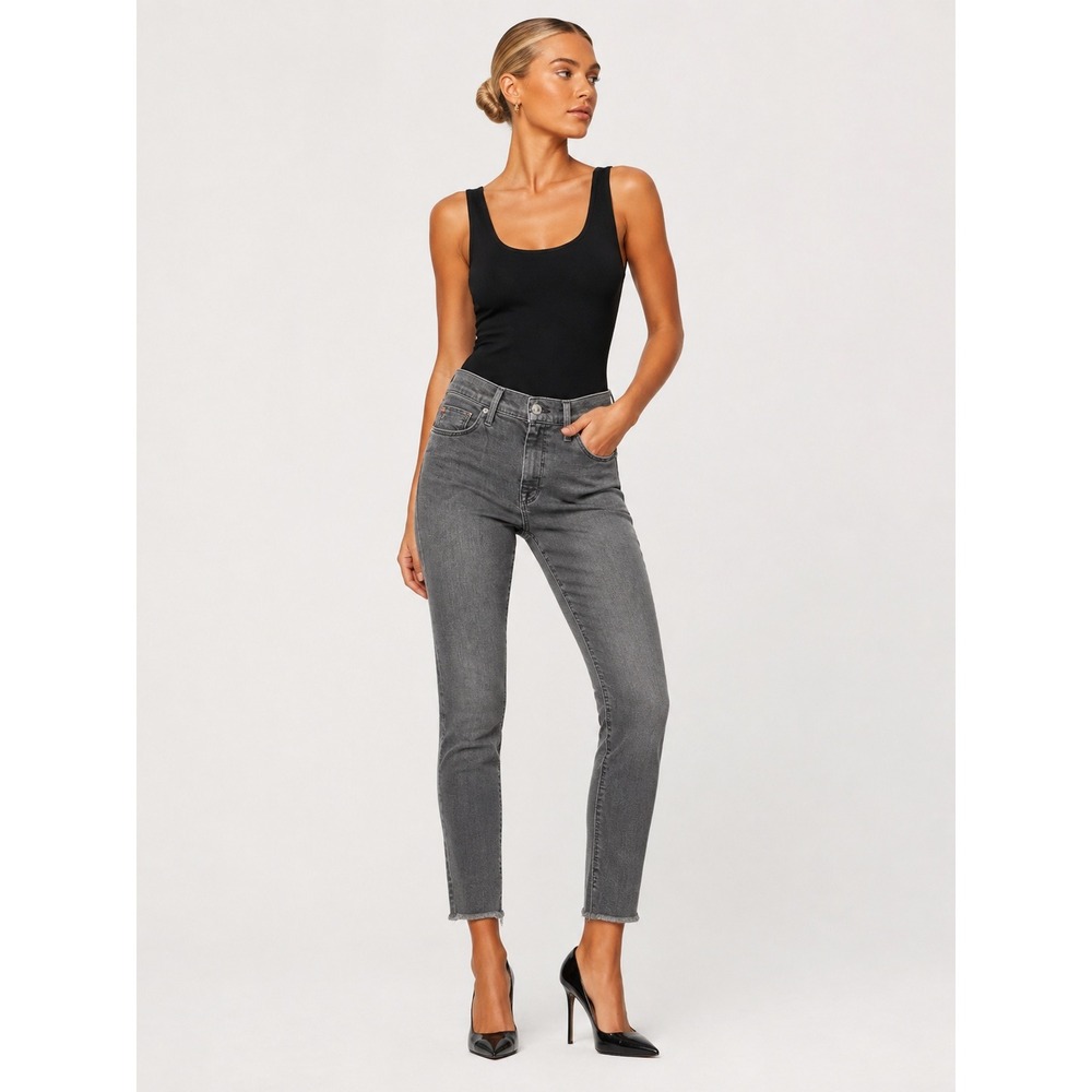 Hudson Krista Super Skinny Gray Raw Hem Denim Jeans Size 27